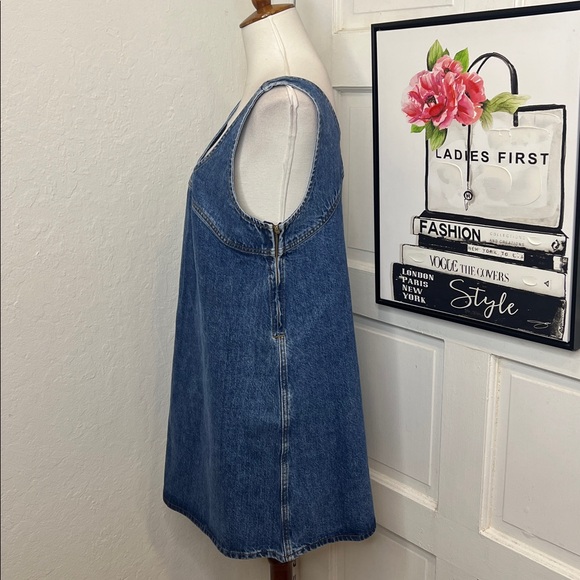 FRAME Molino Micro Flare Denim Mini Dress Size M - Picture 5 of 11